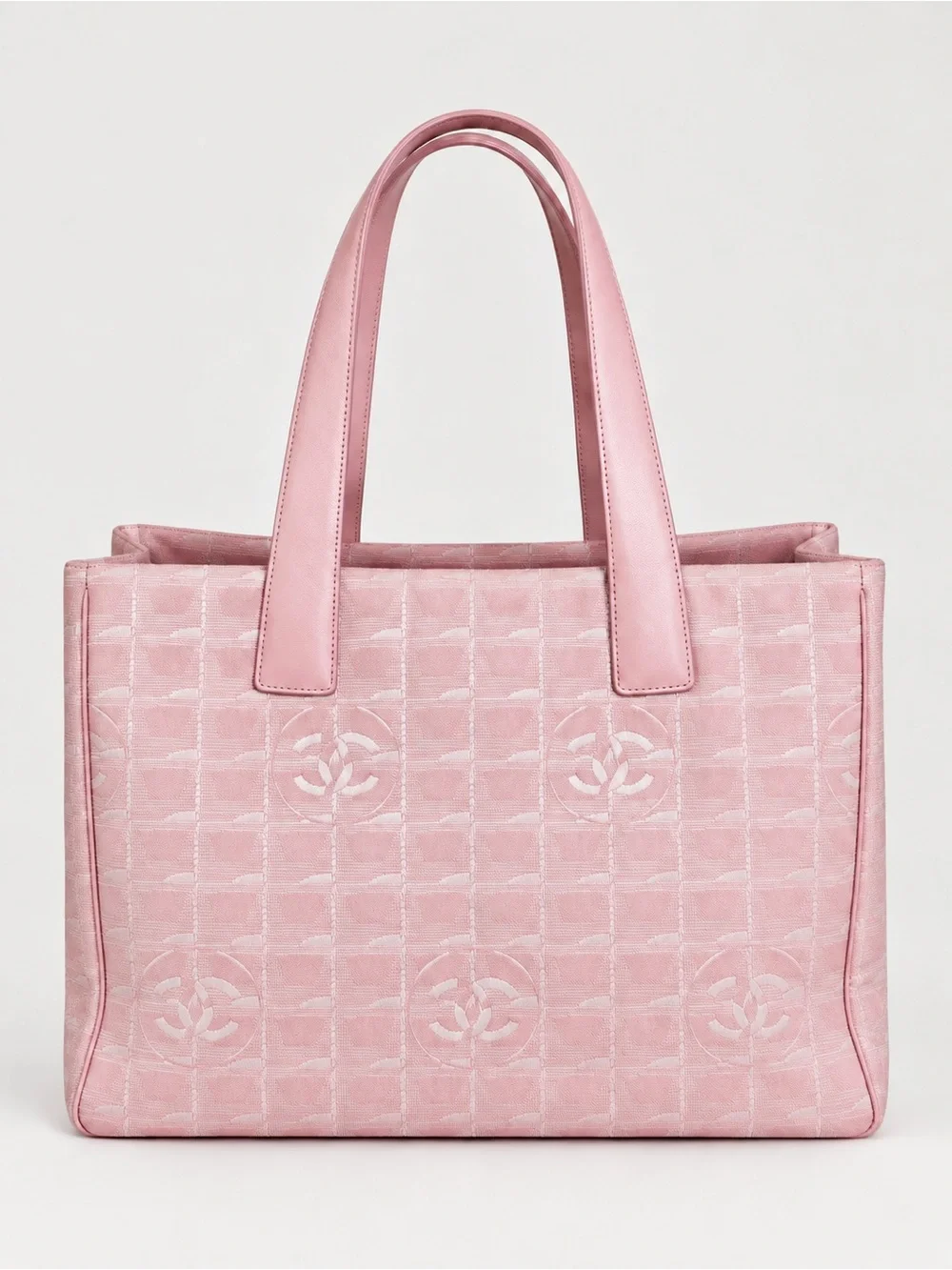 CHANEL Pink CC logo Travel Ligne Tote
